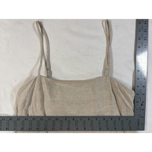 Los Angeles Atelier Cotton & Other Stories Linen Midi Dress Beige Boho Size 6 - Picture 10 of 14